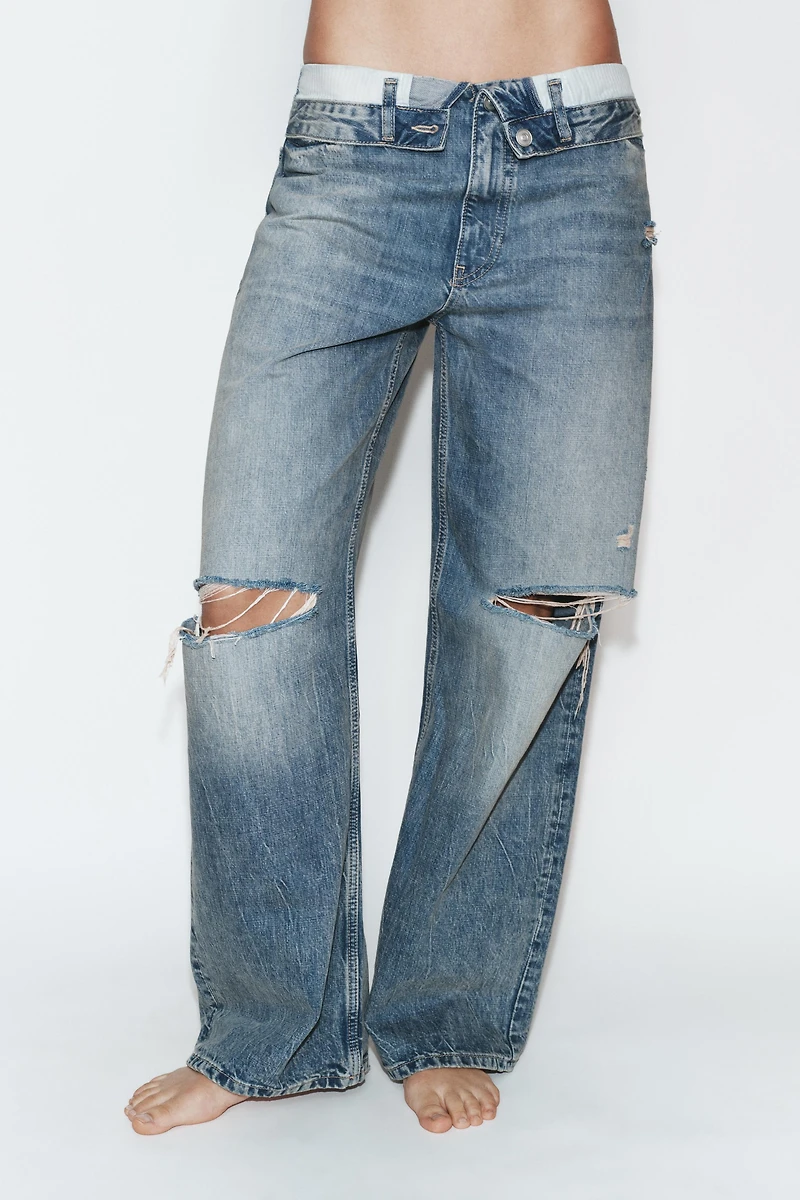 TRF MID-RISE FOLDED WAIST JEANS
