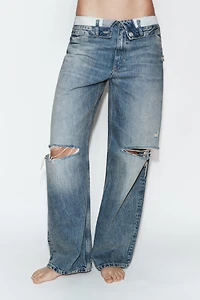 TRF MID-RISE FOLDED WAIST JEANS