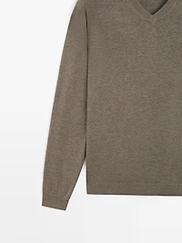 Pull col V en maille de coton mélang