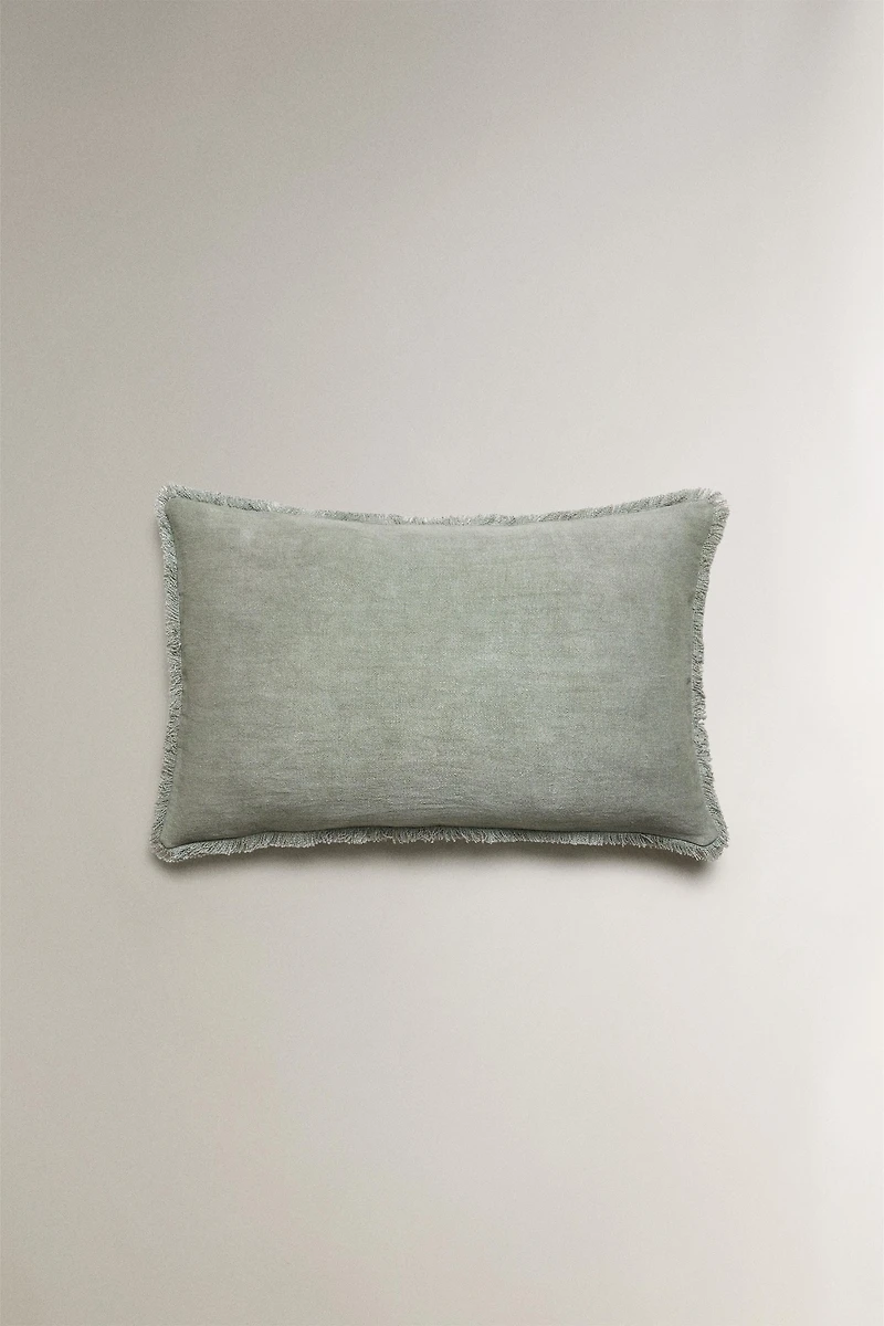 FRINGED THROW PILLOW COVER