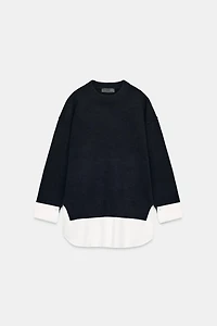 COMBINATION POPLIN KNIT JUMPER