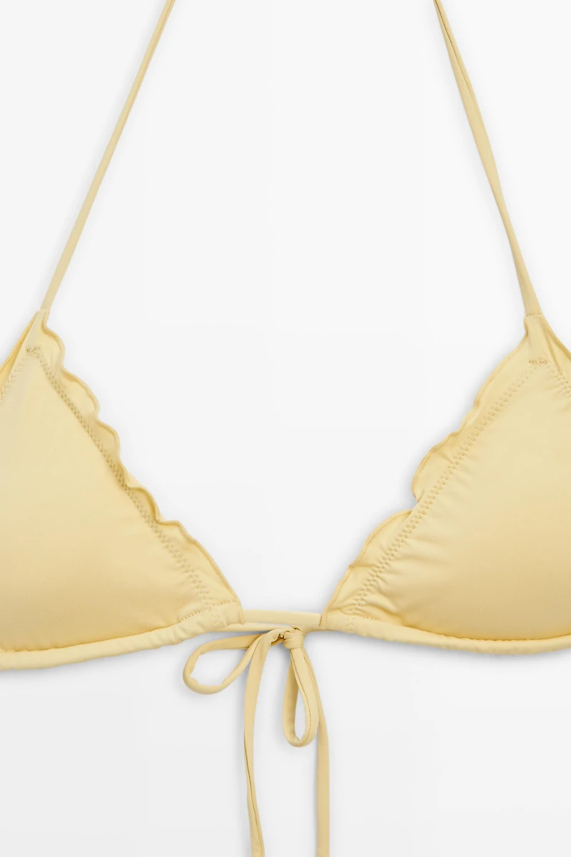 Ruffled triangle bikini top