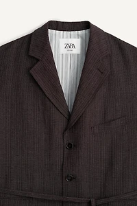STRIPED VISCOSE - LINEN SUIT JACKET