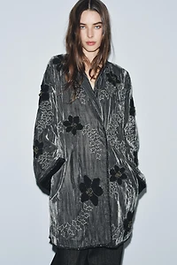 EMBROIDERED VELVET KIMONO ZW COLLECTION LIMITED EDITION