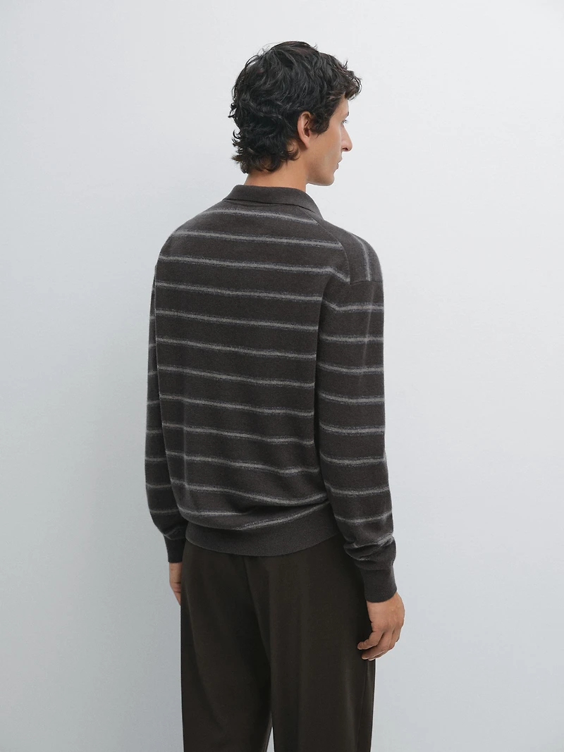 Pull polo en maille à rayures