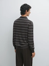 Pull polo en maille à rayures