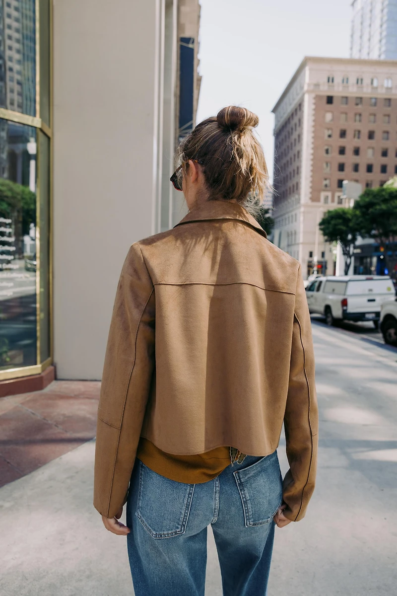 FAUX SUEDE CROPPED JACKET