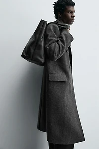 LIMITED EDITION HERRINGBONE DOUBLE BREASTED WOOL BLEND COAT