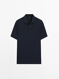 Cotton blend short sleeve polo shirt