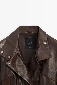 Cropped nappa leather bomber jacket