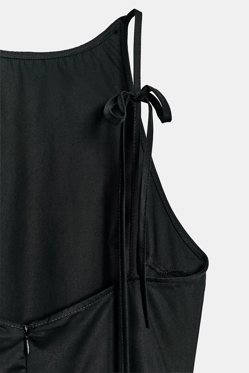 VOLUMINOUS GABARDINE MIDI DRESS