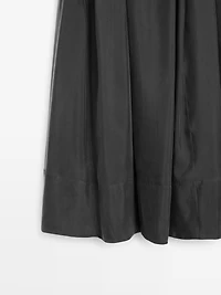 Cotton blend knit flared midi skirt