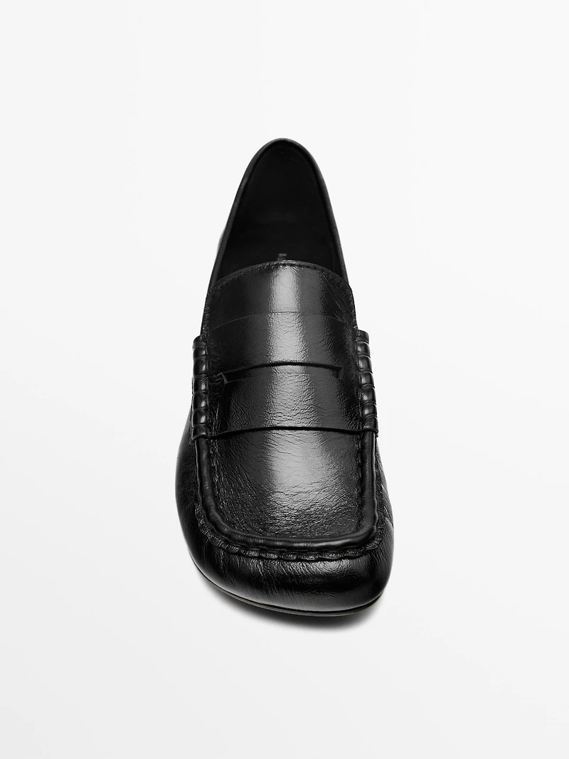 Leather loafers with penny strap