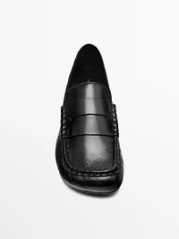Leather loafers with penny strap
