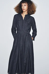 ZW COLLECTION BELTED DENIM DRESS