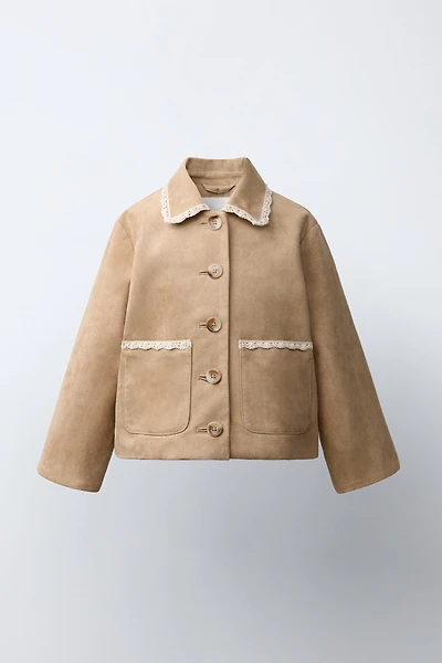 VESTE EFFET DAIM ET DENTELLE