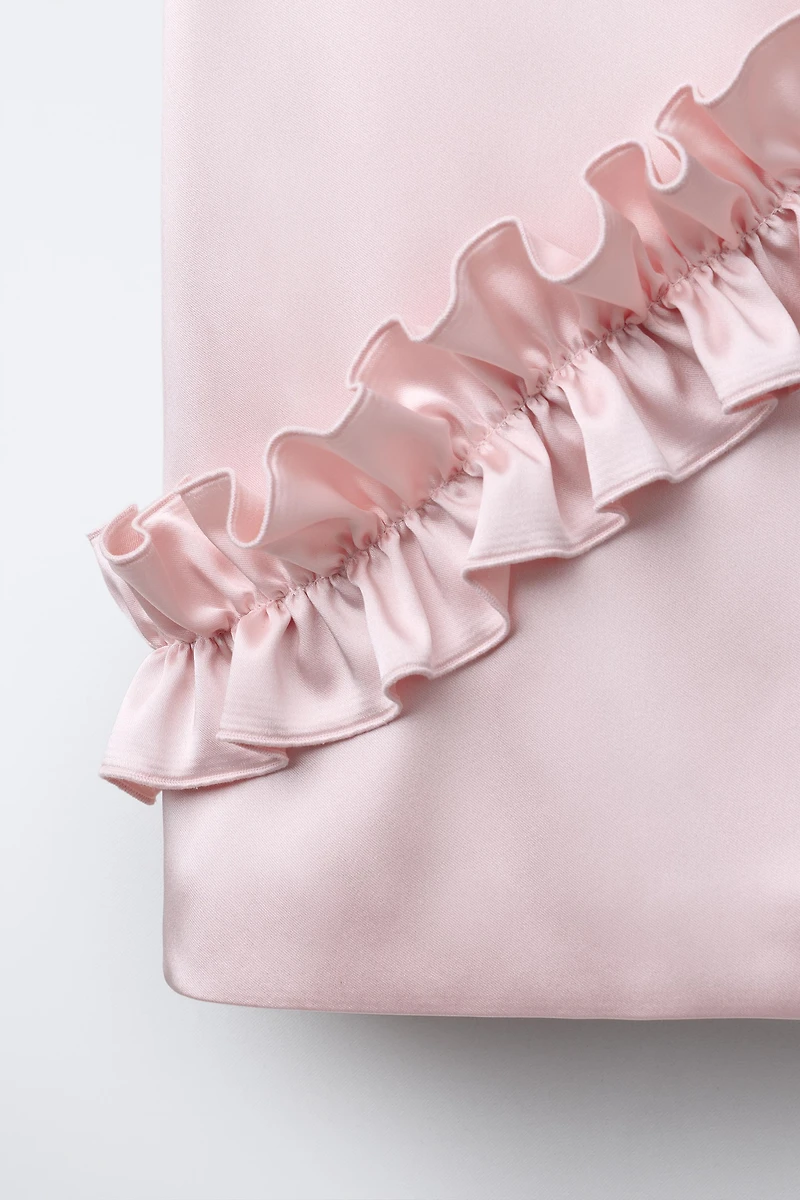 SATIN EFFECT RUFFLED DRESS