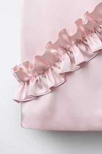 SATIN EFFECT RUFFLED DRESS