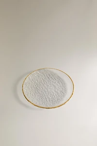ASSIETTE À PAIN VERRE RELIEF BORD DORÉ