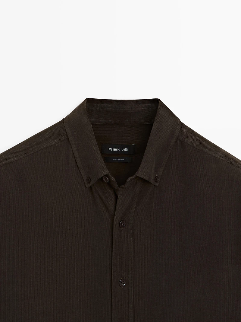 Regular fit needlecord shirt