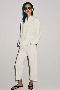 ZW COLLECTION STRIPED FROG CLASP SHIRT