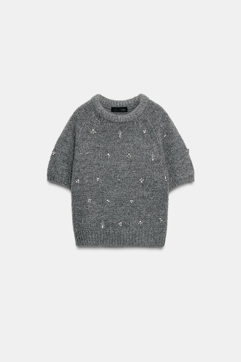 KNIT SWEATER WITH JEWEL BEADING