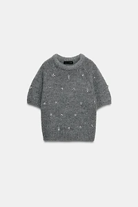 KNIT SWEATER WITH JEWEL BEADING