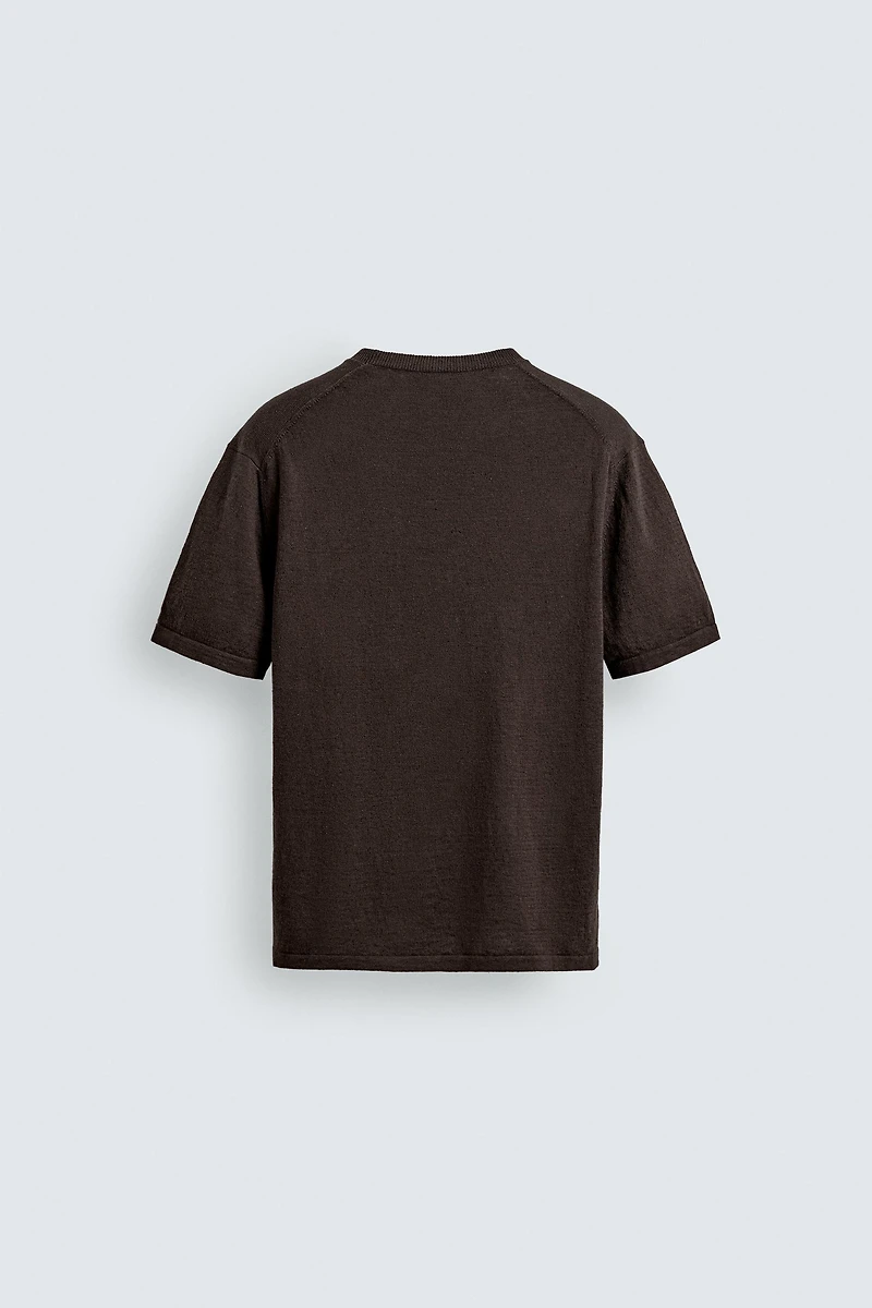 KNIT COTTON LINEN BLEND T-SHIRT