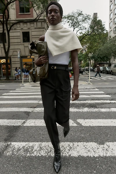 HIGH-WAISTED BELTED PANTS
