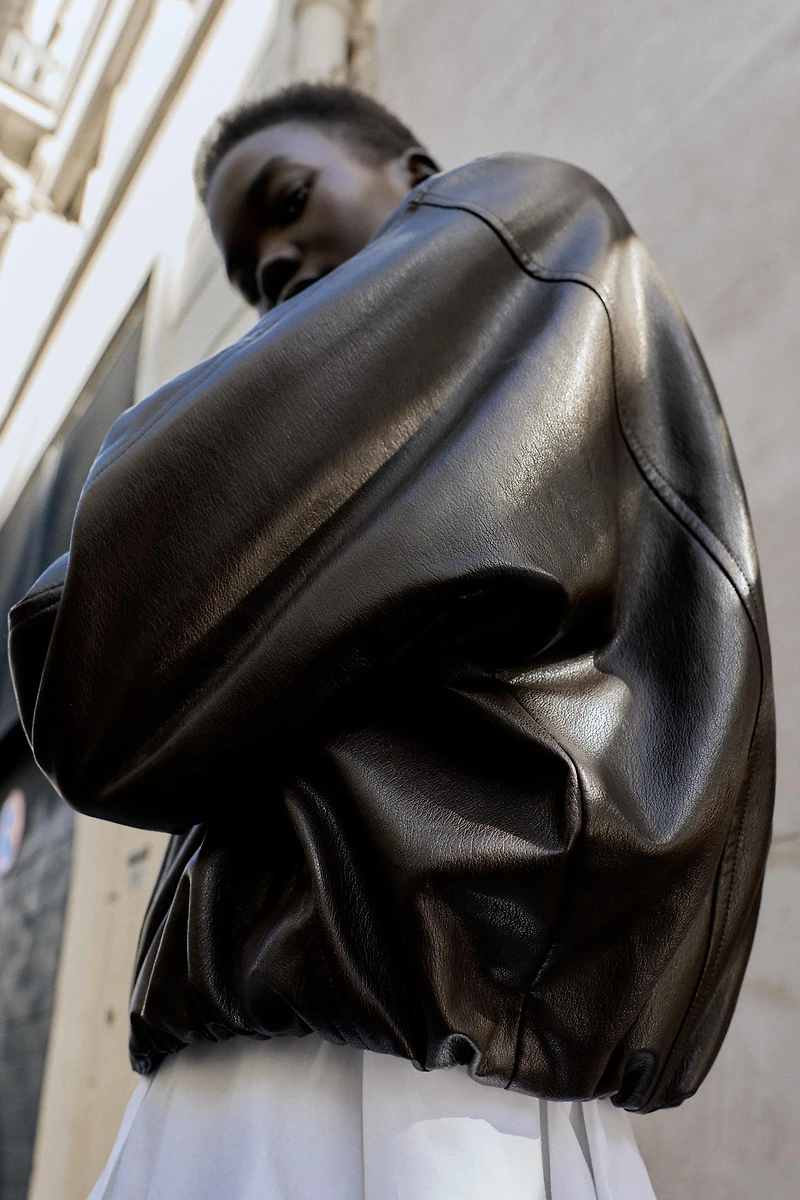 BLOUSON BOMBER MATIÈRE SYNTHÈTIQUE