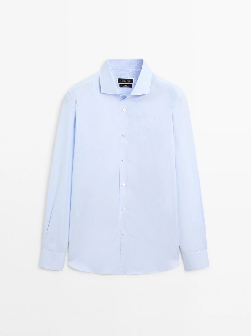 Chemise slim micro-carreaux 100 % coton