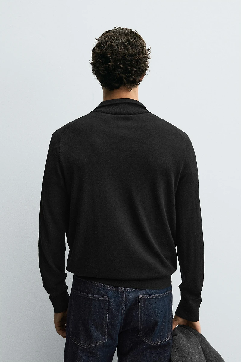 100% WOOL QUARTER-ZIP SWEATER