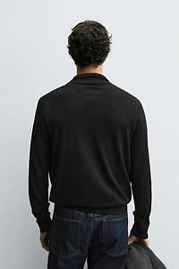 100% WOOL QUARTER-ZIP SWEATER