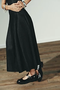 TRF DENIM MIDI DRESS WITH OFF-THE-SHOULDER NECKLINE