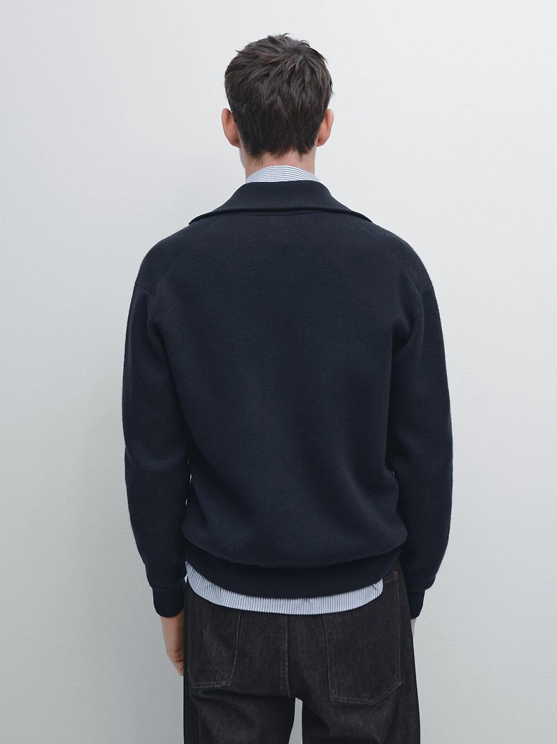 Cardigan fermeture Éclair en coton et laine
