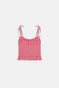 GINGHAM RUCHED TOP