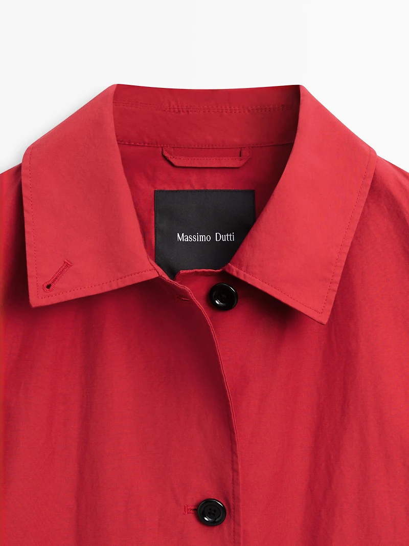 Technical cotton trench coat