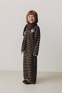 SOFT TOUCH STRIPED T-SHIRT WITH TERRY BUNNY PATCH