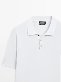 100% cotton textured knit polo shirt