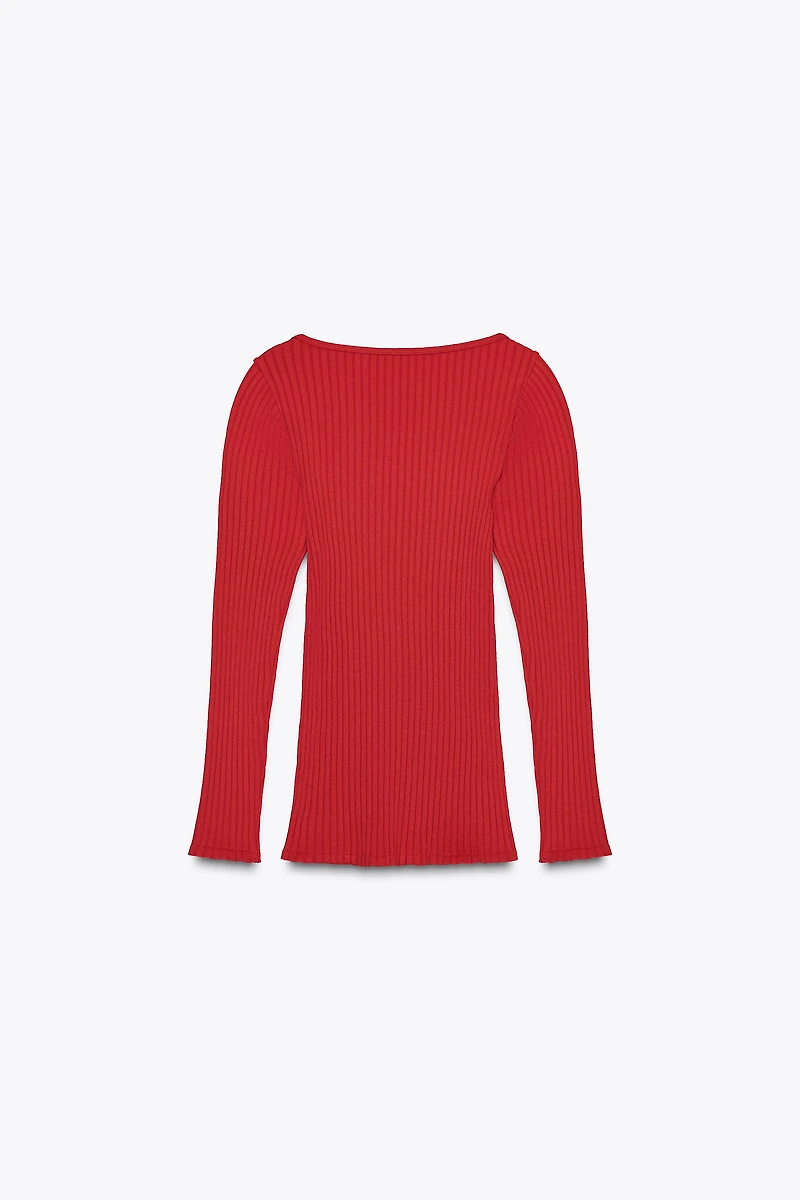 SEAMLESS RIB BOW TOP