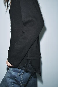 COMBINATION LACE T-SHIRT