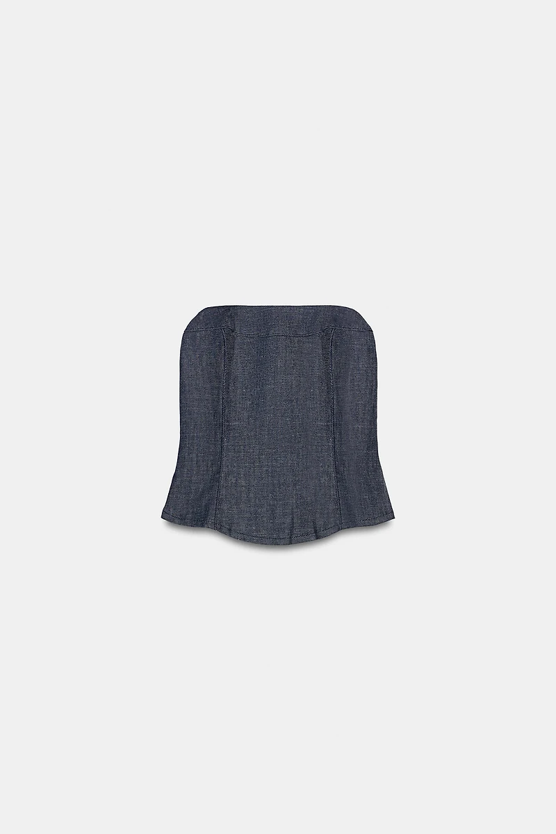 TRF DENIM BANDEAU TOP