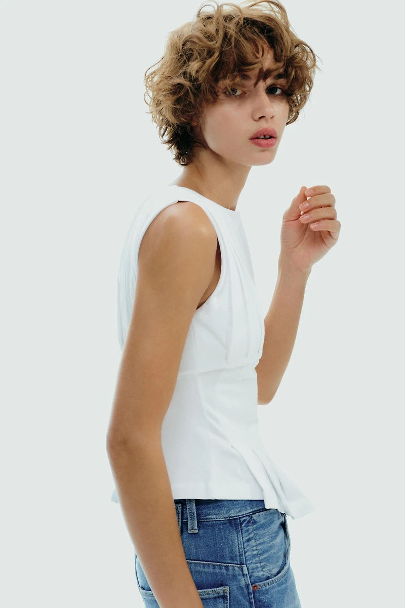 PLEATED ZIP TOP