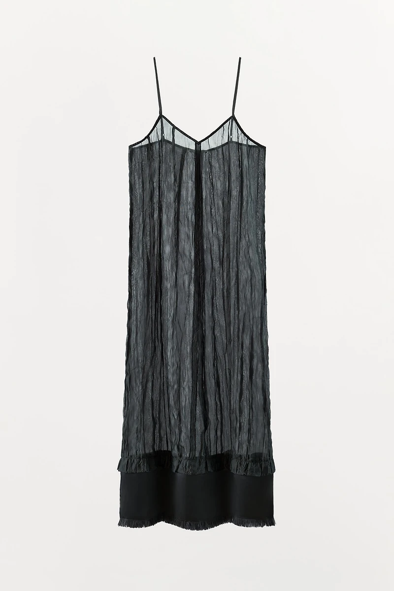 CRINKLED EFFECT STRAPPY DRESS