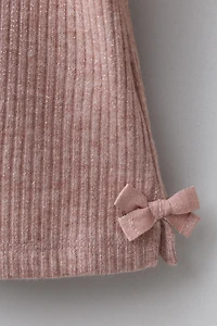 RIBBED SHIMMER BOW T-SHIRT