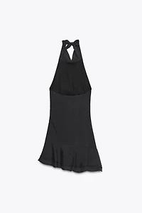 ROBE COURTE ASYMÉTRIQUE HALTER