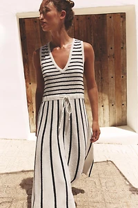 ROBE EN MAILLE COUPÉE RAYURES