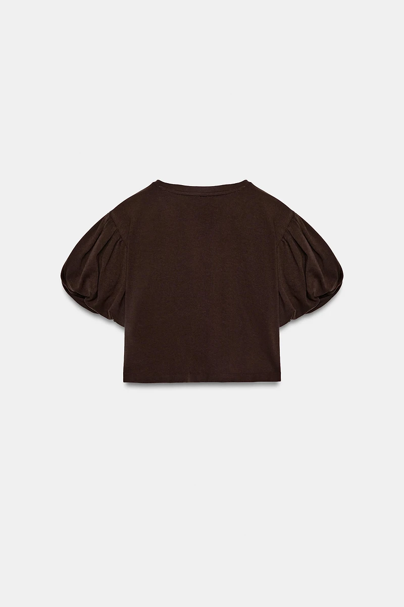 CROPPED VOLUMINOUS SLEEVE T-SHIRT