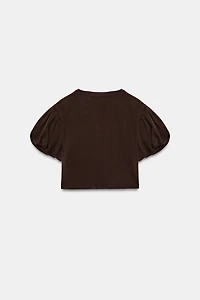 CROPPED VOLUMINOUS SLEEVE T-SHIRT