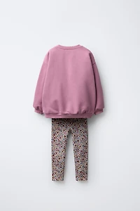 ENSEMBLE JOGGING SWEAT ET LEGGING CÔTELÉ FLEURS